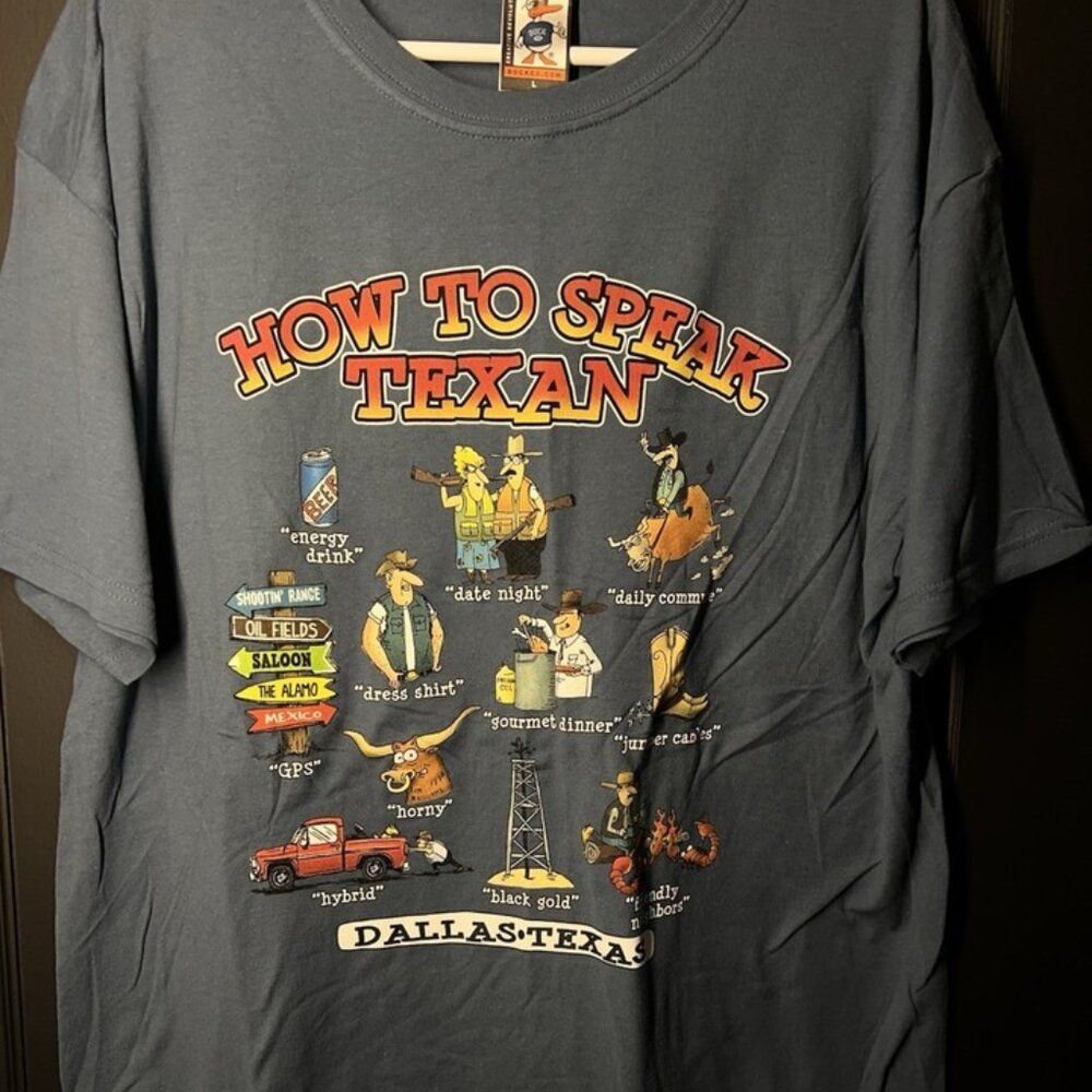 Vintage How To speak Texan T shirt Funny Adult size L Texas Humor